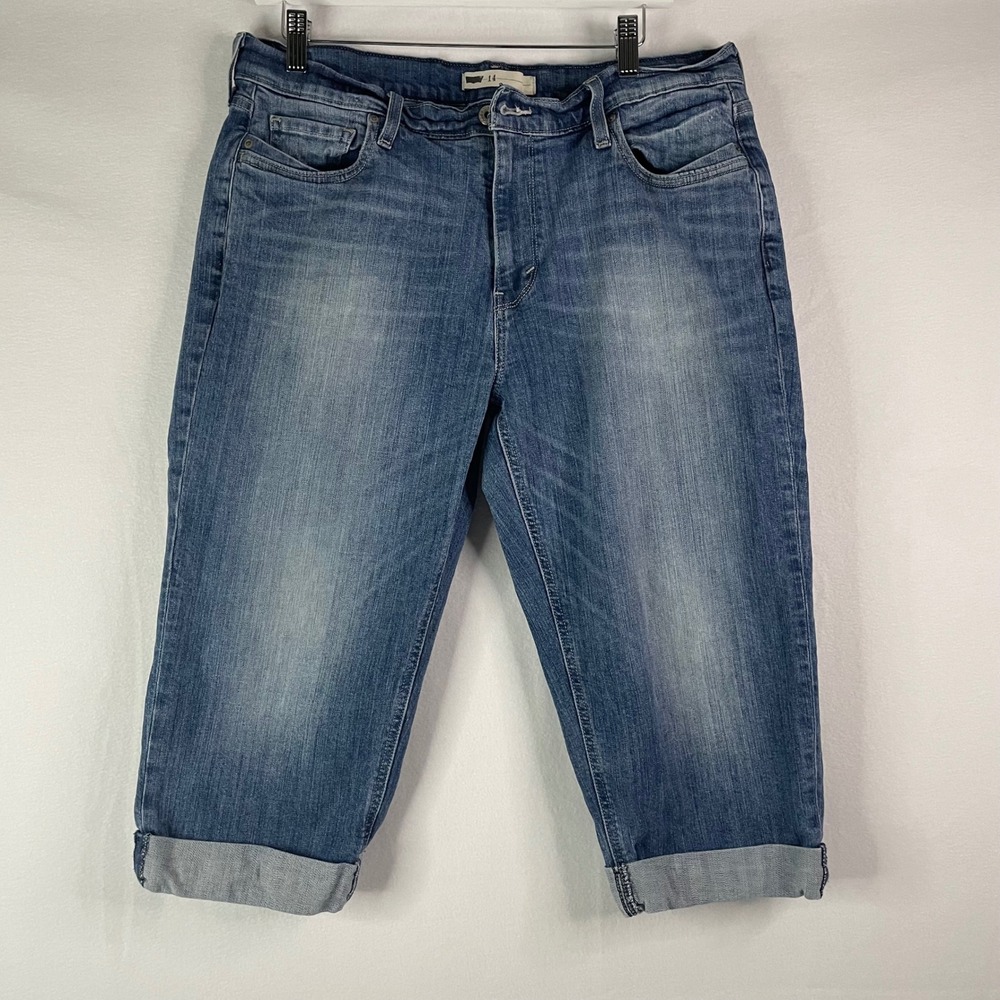 Levi's Denim Capri Cropped Jeans Womens Cuffed Hem‎ Casual Comfort Fit Sz 14 EUC